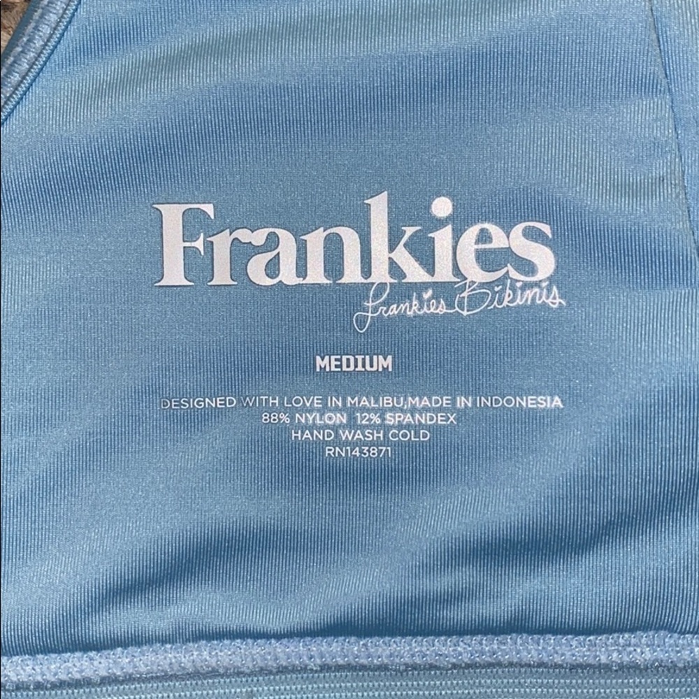 Frankies Bikinis Drew Ribbed Light Blue Bikini Top - Picture 3 of 4